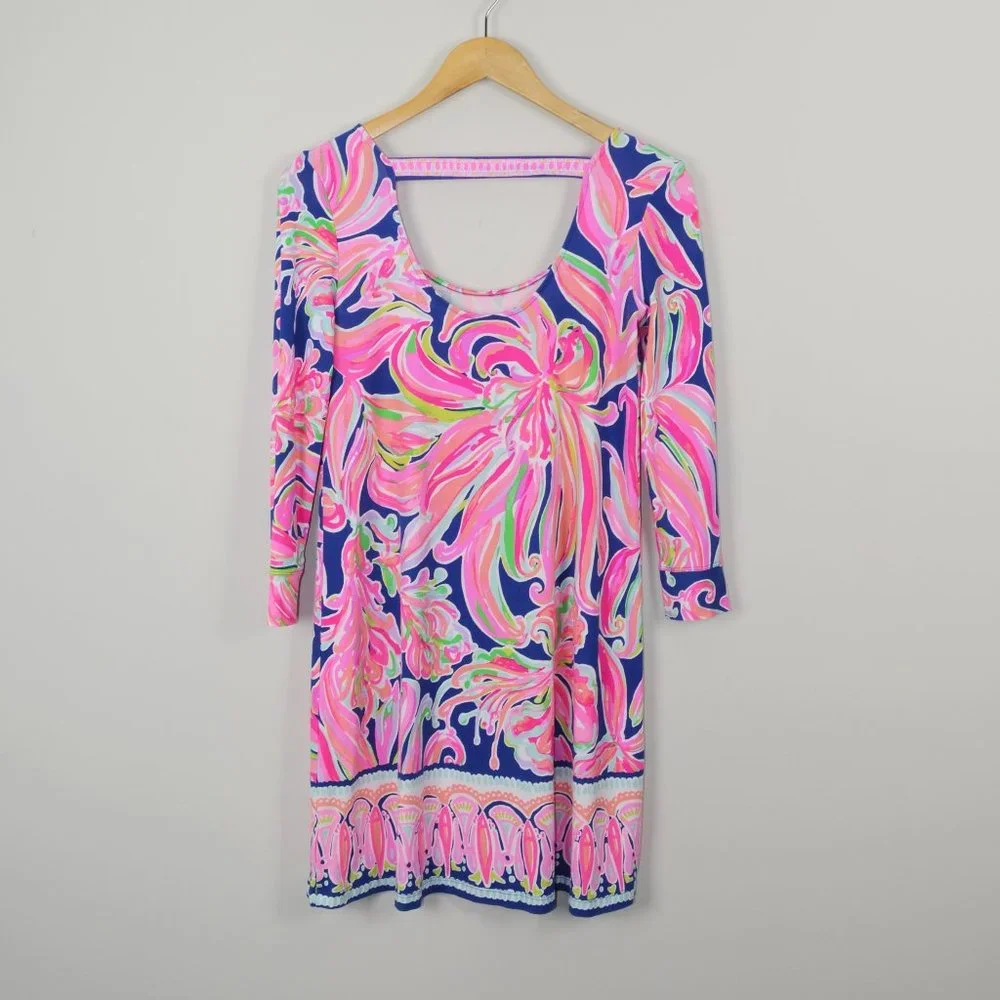 Lilly Pulitzer Emma Swing Dress Resort Navy Banana Flambe - Picture 4 of 7